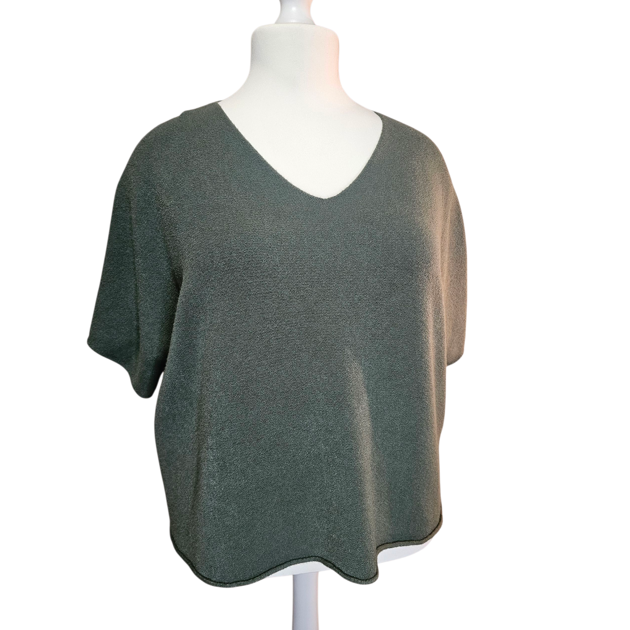 pull doux femme manches courtes kaki