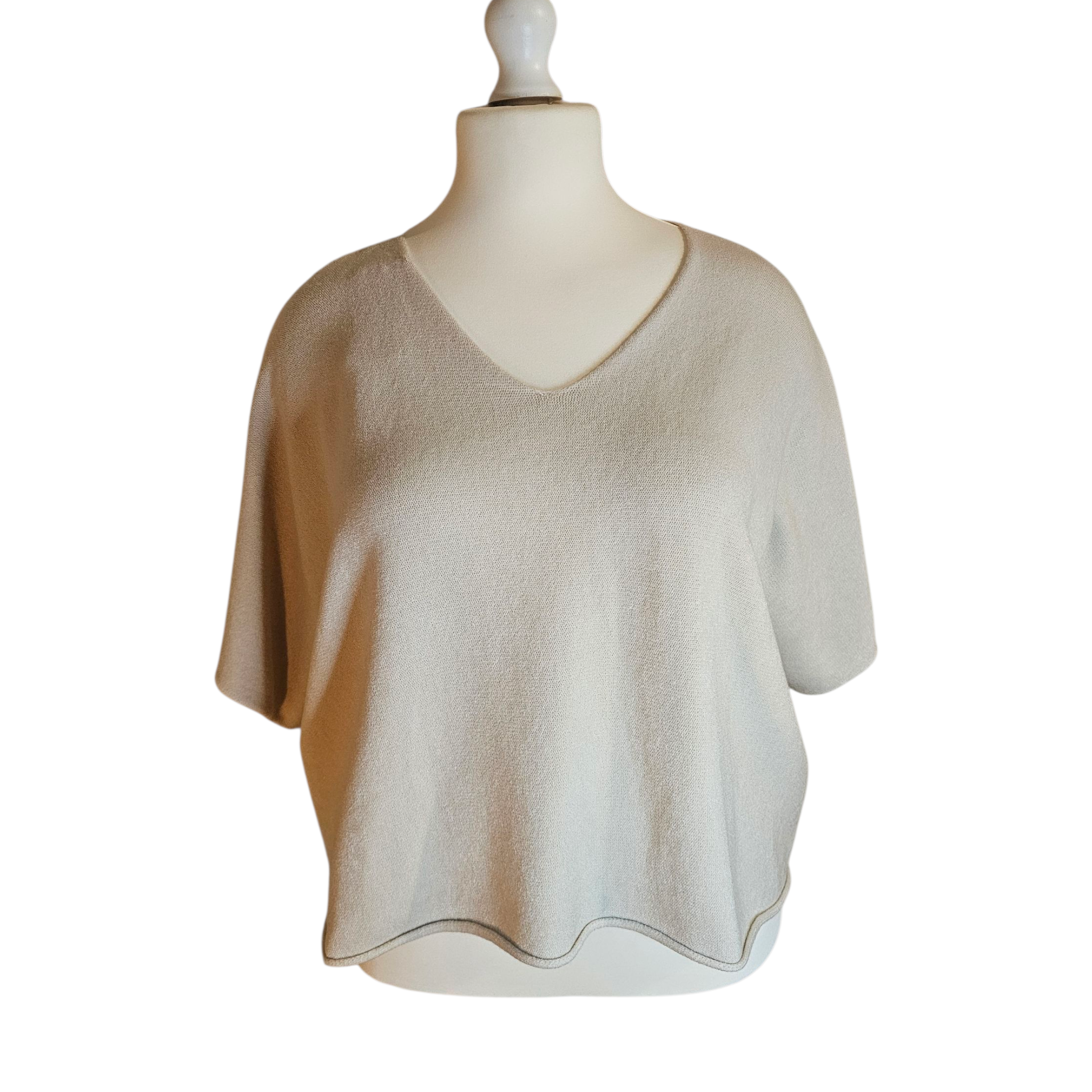 pull doux femme manches courtes ecru