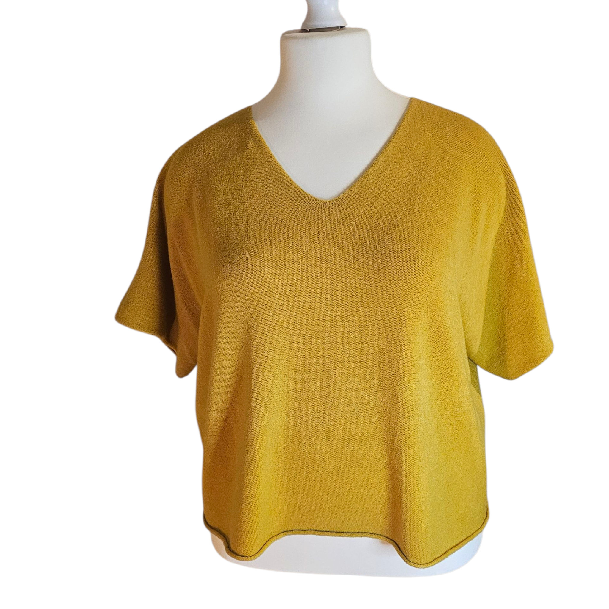 pull femme doux manches courtes jaune
