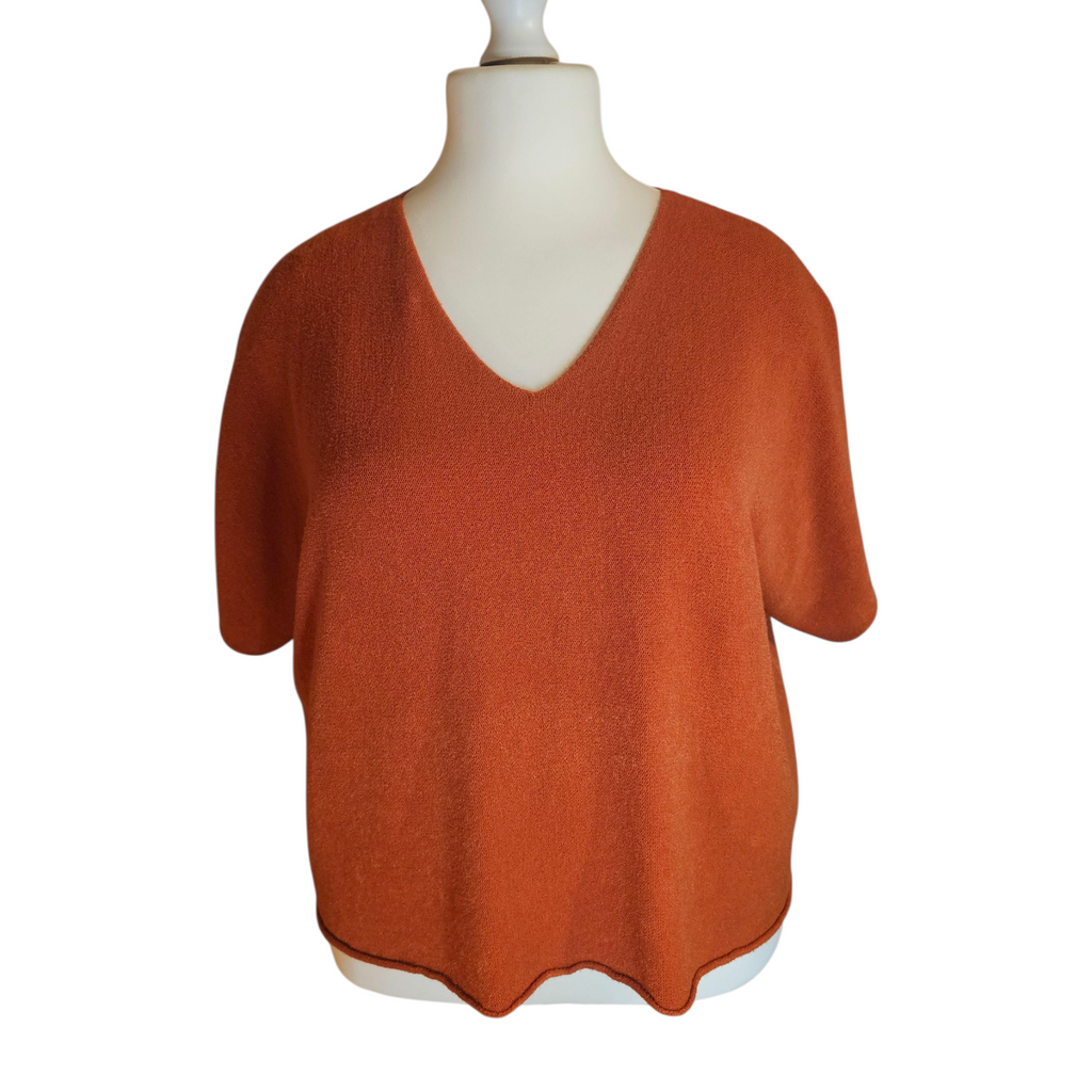 pull doux femme manches courtes orange