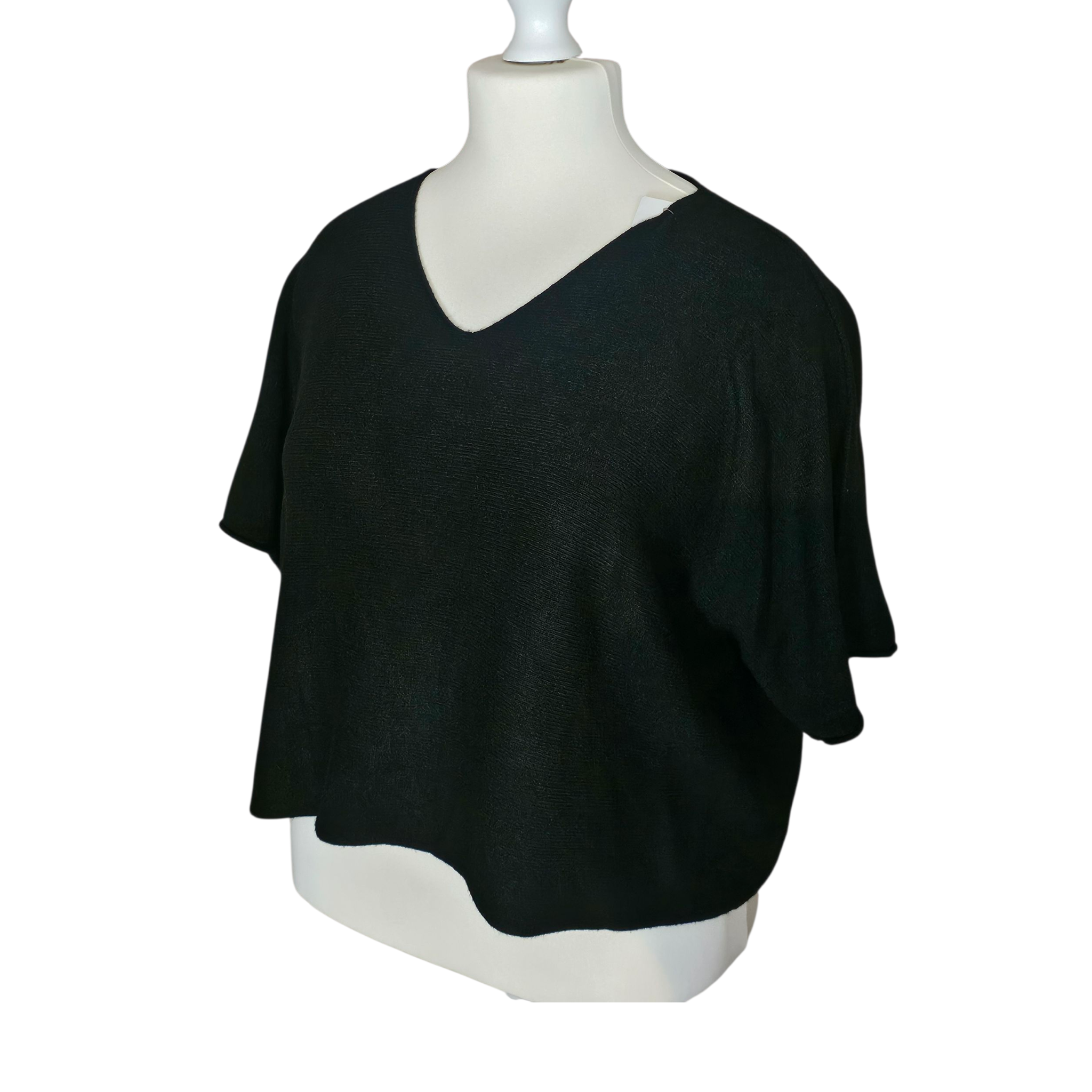 pull doux femme manche courtes noir